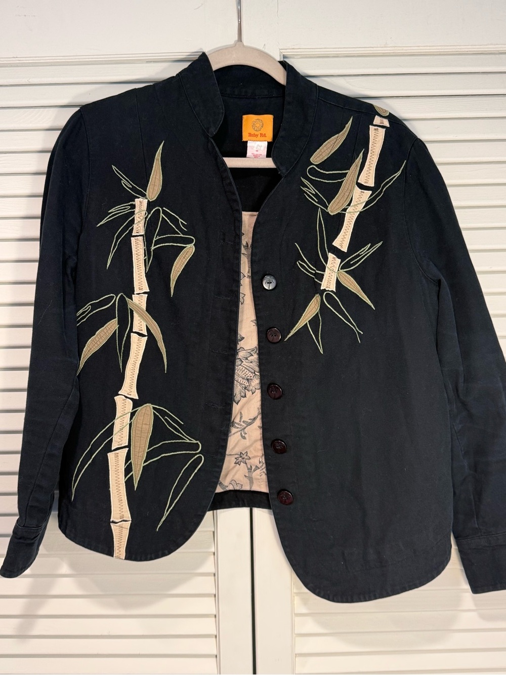 Ruby Rd. Black Embroidered Bamboo Jacket